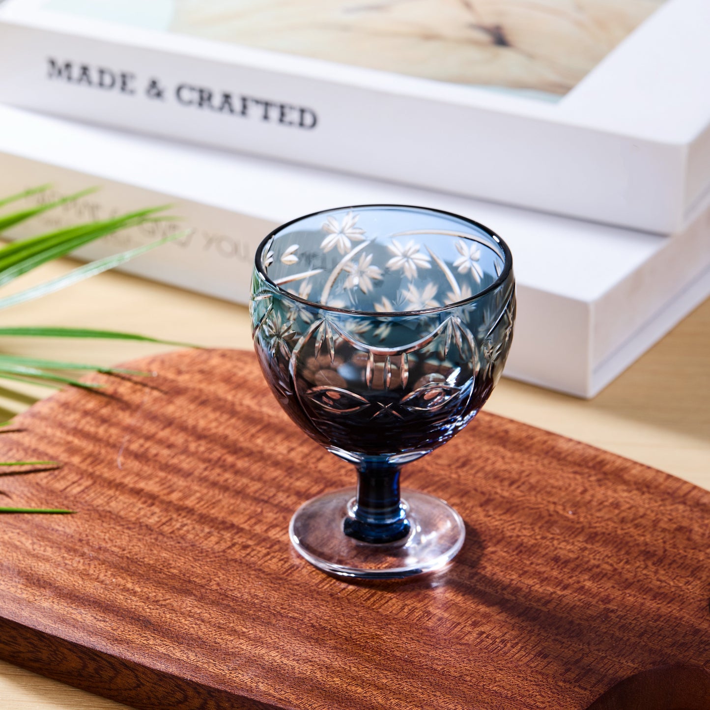 Sake Glass Sakura no Kaze Rounded Goblet | Edo Kiriko Spring Crystal