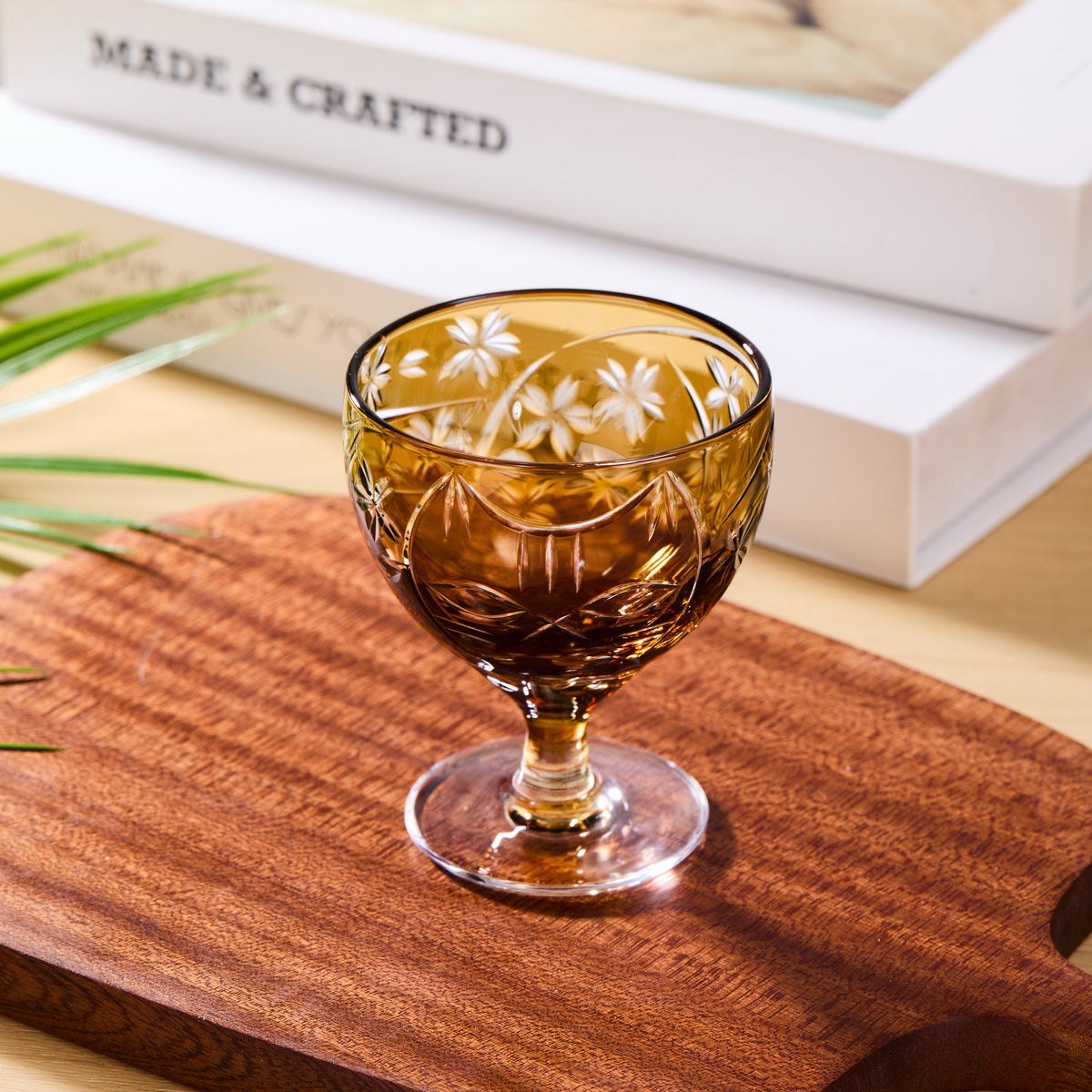 Sake Glass Sakura no Kaze Rounded Goblet | Edo Kiriko Spring Crystal