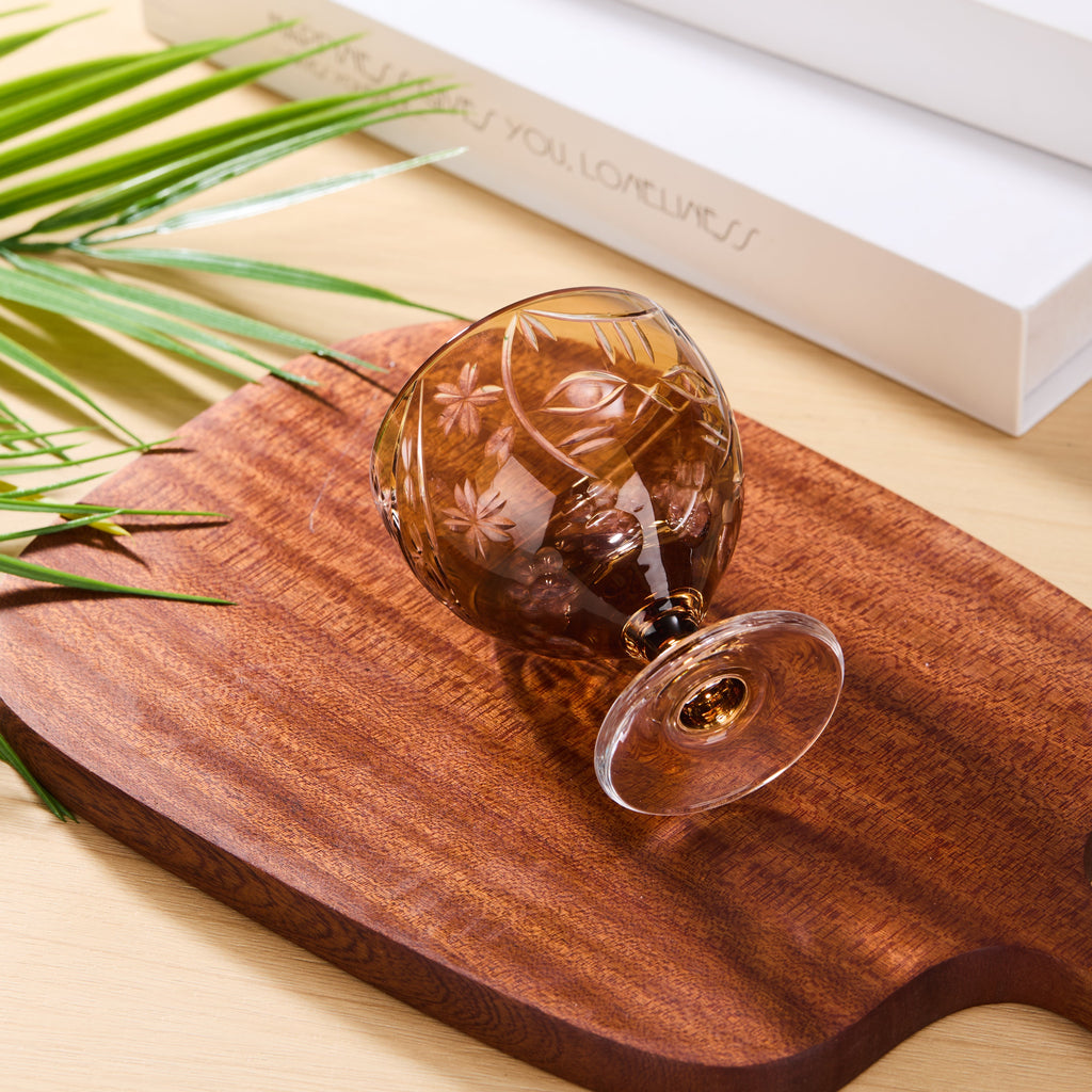 Sake Glass Sakura no Kaze Rounded Goblet | Edo Kiriko Spring Crystal