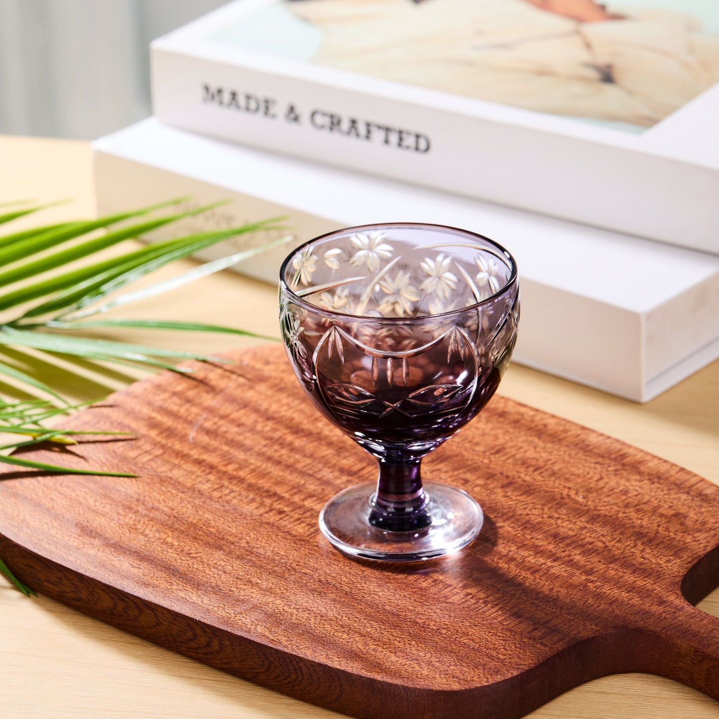 Sake Glass Sakura no Kaze Rounded Goblet | Edo Kiriko Spring Crystal