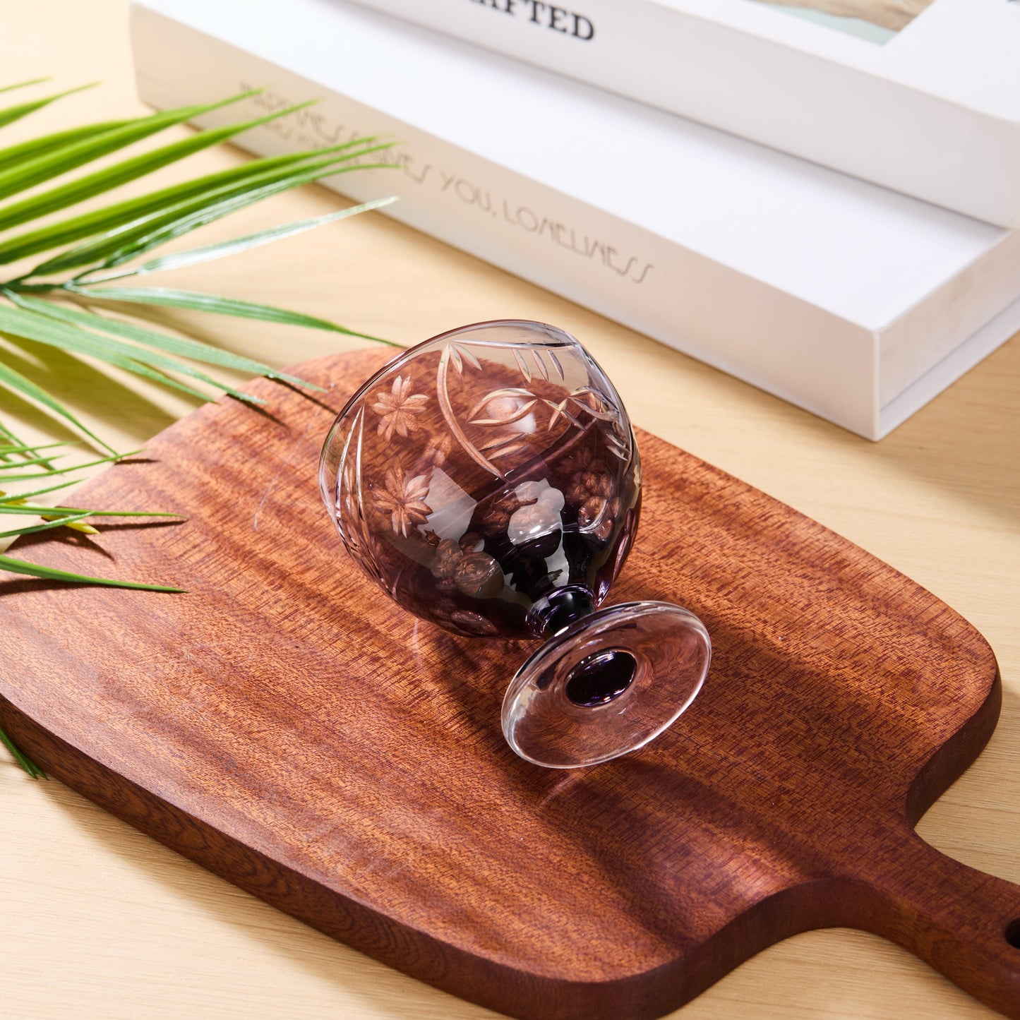 Sake Glass Sakura no Kaze Rounded Goblet | Edo Kiriko Spring Crystal