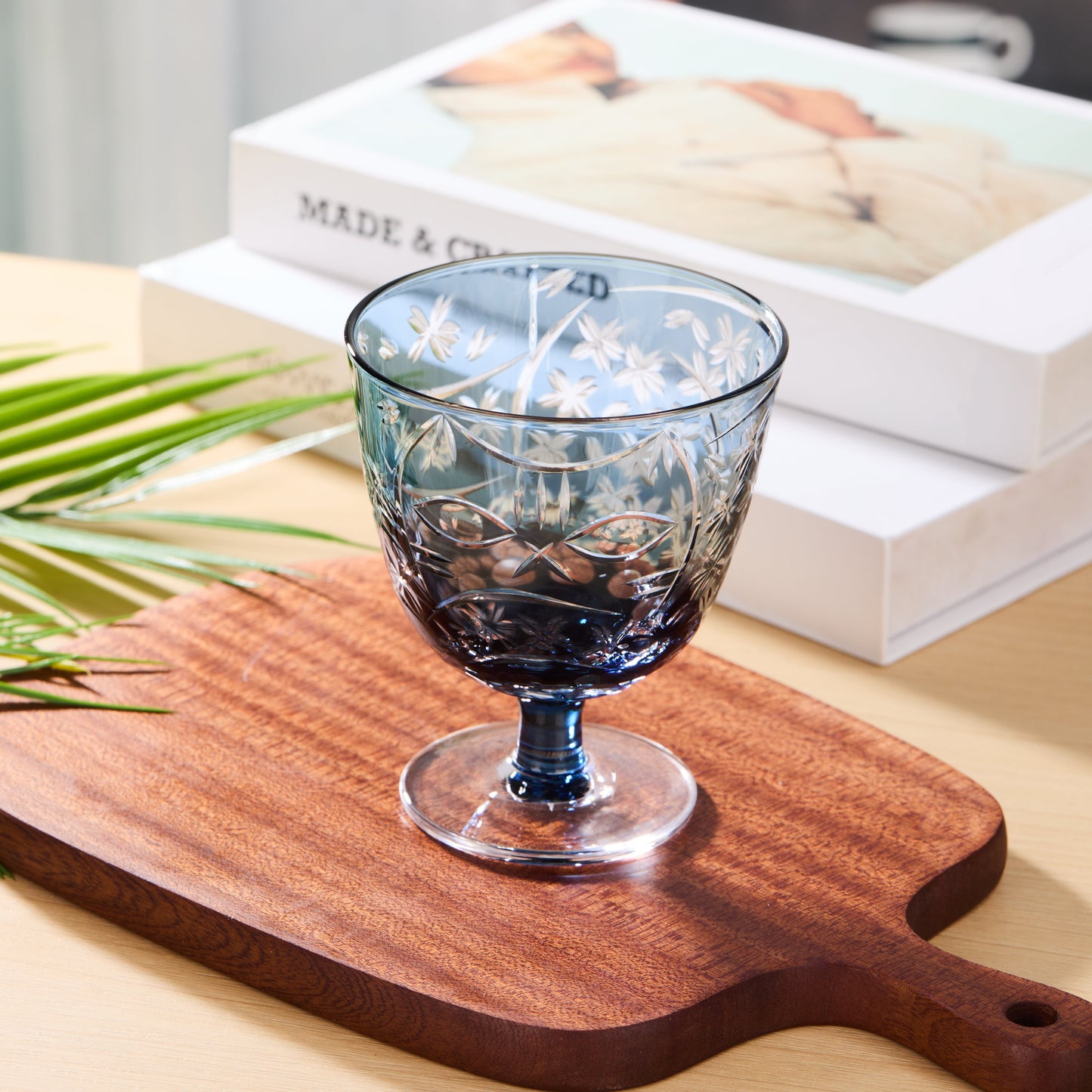 Sake Glass Sakura Nami Slim Goblet | Edo Kiriko Cherry Blossom Wave