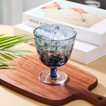 Sake Glass Sakura Nami Slim Goblet | Edo Kiriko Cherry Blossom Wave