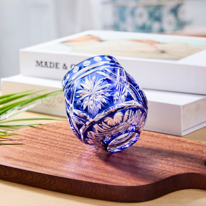 Japanese Whiskey Glass Edo Kiriko Hoshi-no-Kagayaki Starburst Hand-Cut Crystal | Artisan Glassware
