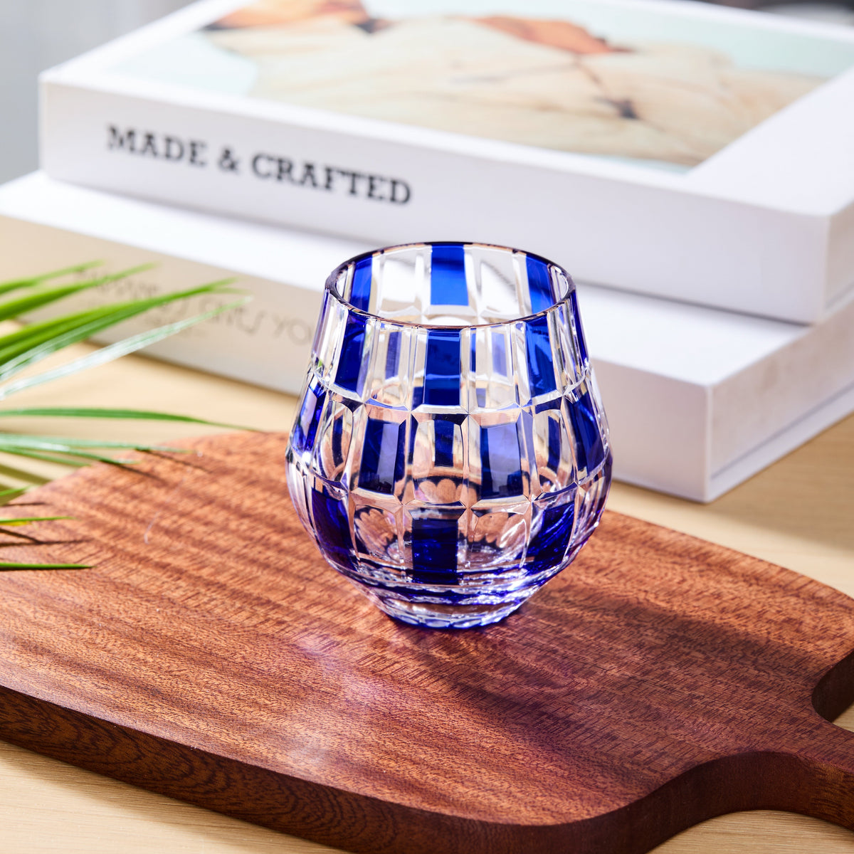 Whiskey Glass Edo Kiriko Ichimatsu Checkerboard Hand-Cut Crystal | Japanese Artisan Glassware