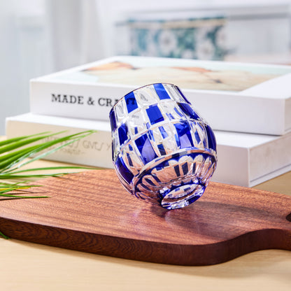 Whiskey Glass Edo Kiriko Ichimatsu Checkerboard Hand-Cut Crystal | Japanese Artisan Glassware