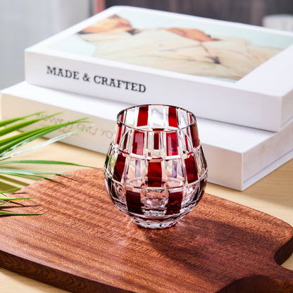 Whiskey Glass Edo Kiriko Ichimatsu Checkerboard Hand-Cut Crystal | Japanese Artisan Glassware