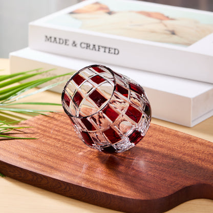 Whiskey Glass Edo Kiriko Ichimatsu Checkerboard Hand-Cut Crystal | Japanese Artisan Glassware