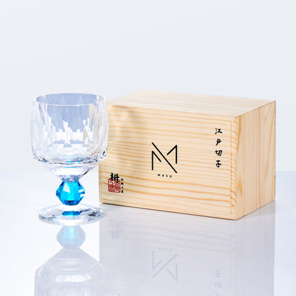 Whiskey Glass Edo Kiriko Handcrafted Crystal Prism with Wooden Gift Box