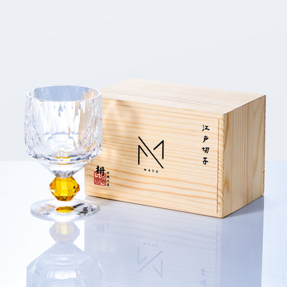 Whiskey Glass Edo Kiriko Handcrafted Crystal Prism with Wooden Gift Box