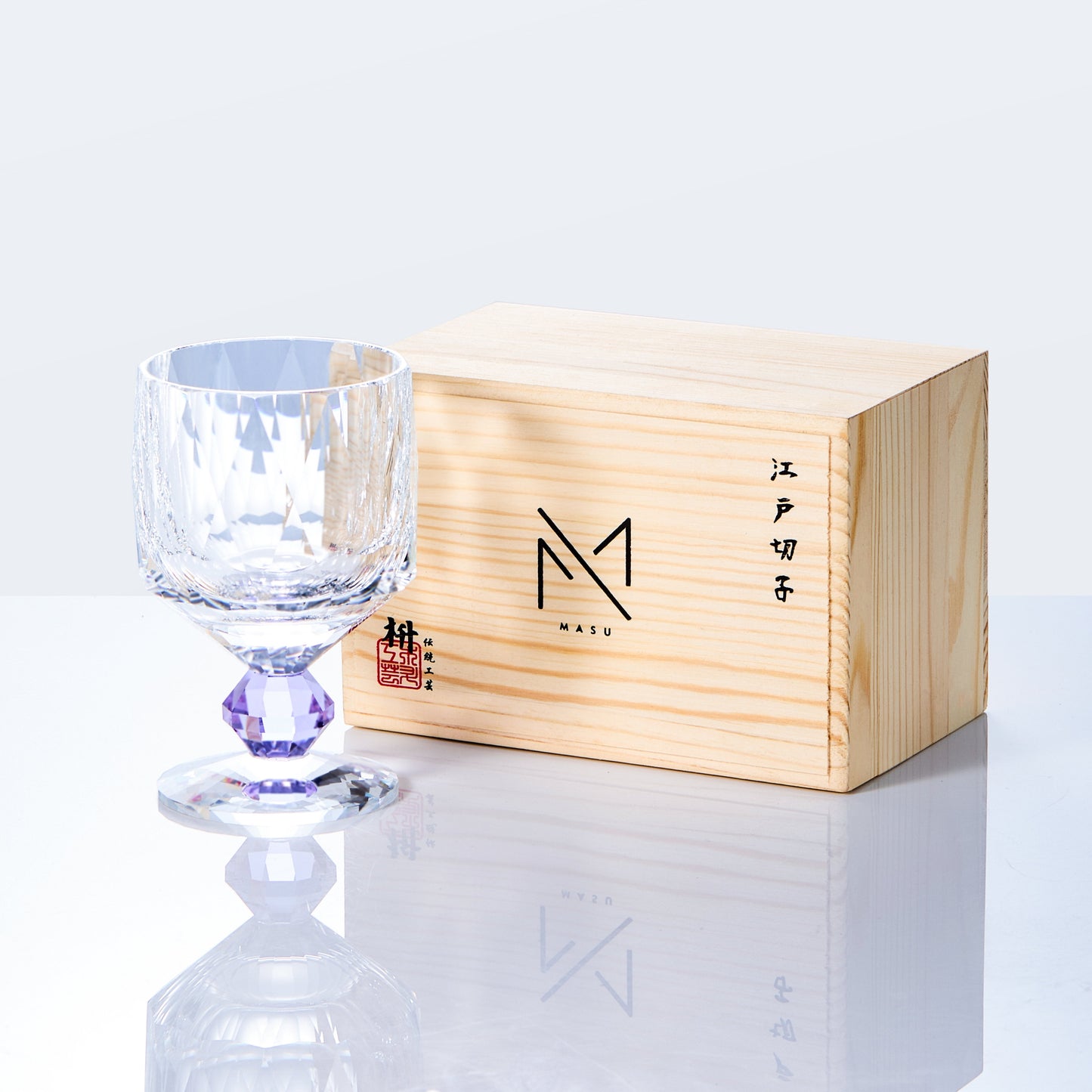 Whiskey Glass Edo Kiriko Handcrafted Crystal Prism with Wooden Gift Box