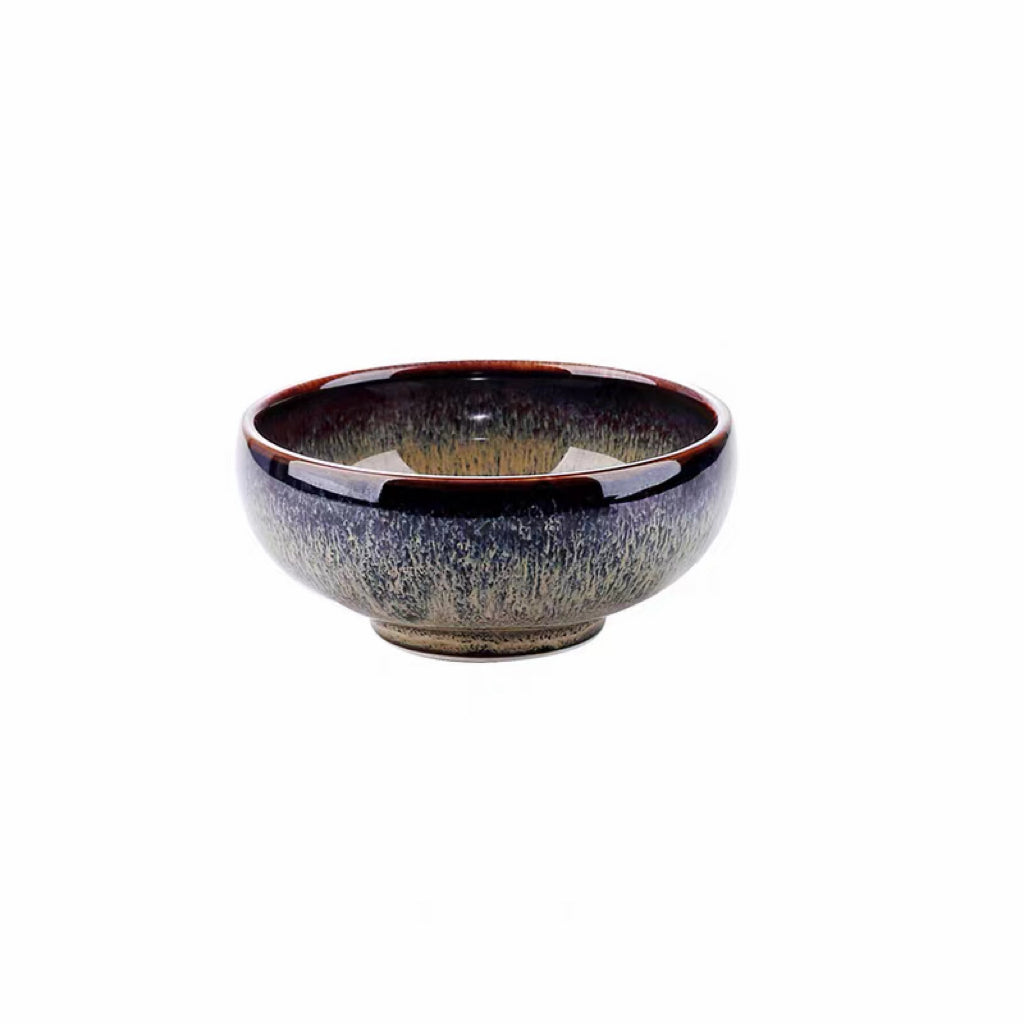 Glazed Ceramic Bowl Japanese Gloss Finish Blue Teal with Spoon Option