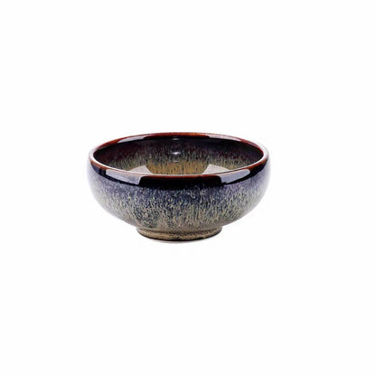 Glazed Ceramic Bowl Japanese Gloss Finish Blue Teal with Spoon Option