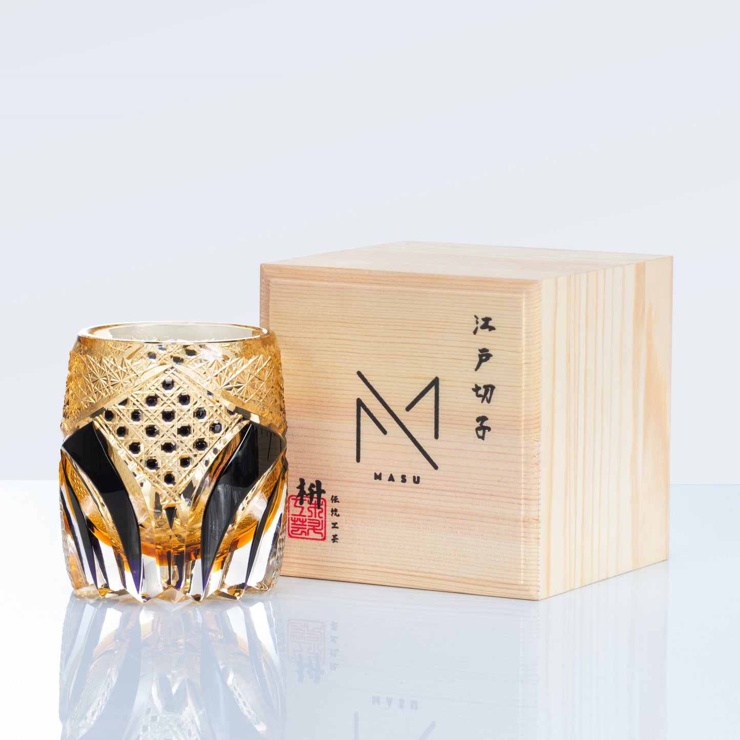 Whiskey Glass Edo Kiriko Imperial Dark Knight | Gold & Black Crystal