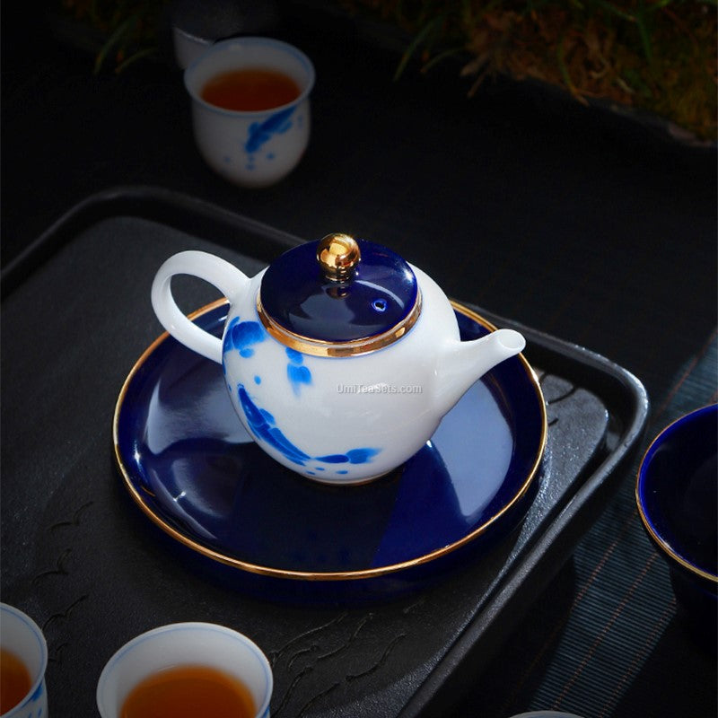Hand-Painted Goldfish Porcelain Chinese Tea Set | 25-Piece Gongfu Tea Gift