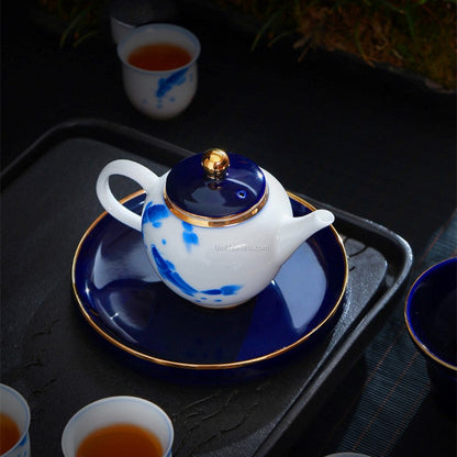 Hand-Painted Goldfish Porcelain Chinese Tea Set | 25-Piece Gongfu Tea Gift