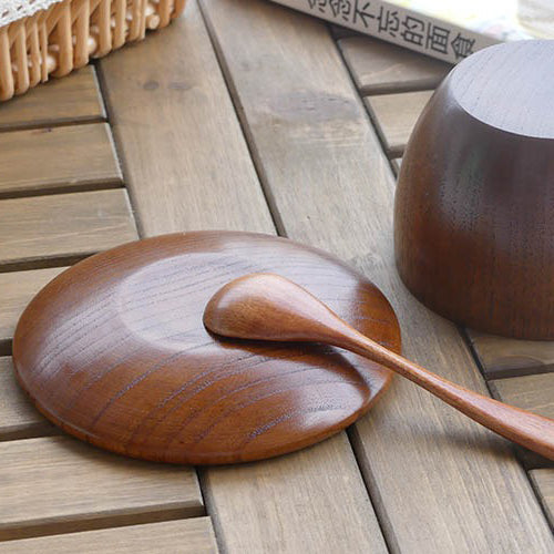 Wooden Tea Cup Set | Jujube Wood Cups Saucers & Spoons