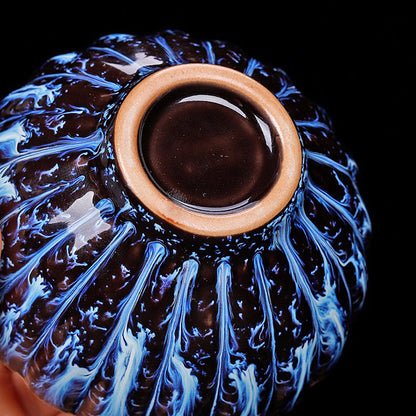Jianzhan Blue Gongfu Tea Cup Sterling Silver Interior 4 Styles