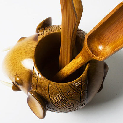 Gongfu Tea Tool Set — Elephant Wood Cha Dao 6-Piece