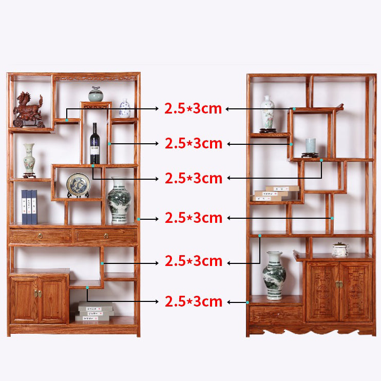 Tea Display Cabinet Elm Wood Shelf Teapot Collectible 196cm