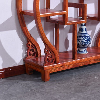 Curio Display Cabinet Shelf – Gourd Shape Elm Wood