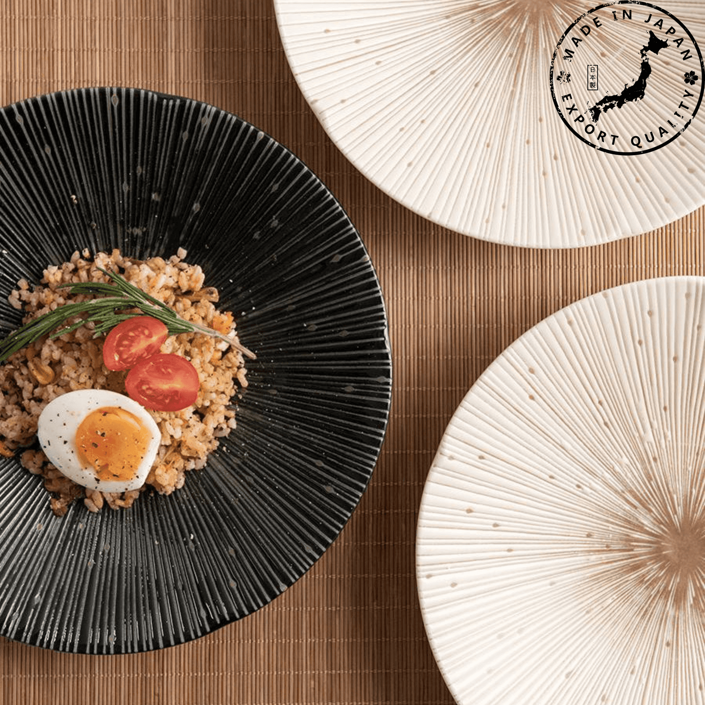 Mino Ware Ceramic Plates – Textured Wrinkled Pottery