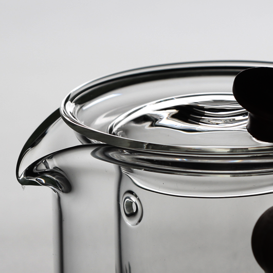 Borosilicate Glass Teapot Wooden Handle Stovetop 450ml