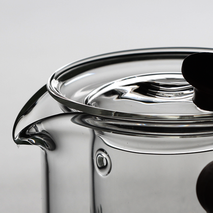 Borosilicate Glass Teapot Wooden Handle Stovetop 450ml