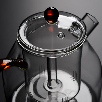 Glass Teapot with Steam Infuser | 1200ml Borosilicate Large Tea Kettle Agate Lid