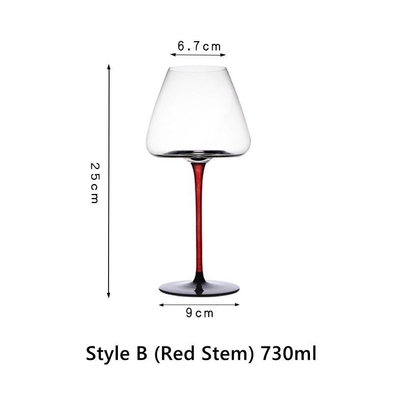 Burgundy Wine Glasses Crystal Red Stem – Wide Bowl Pinot Noir Glass Set | Regular & Red Stem Styles