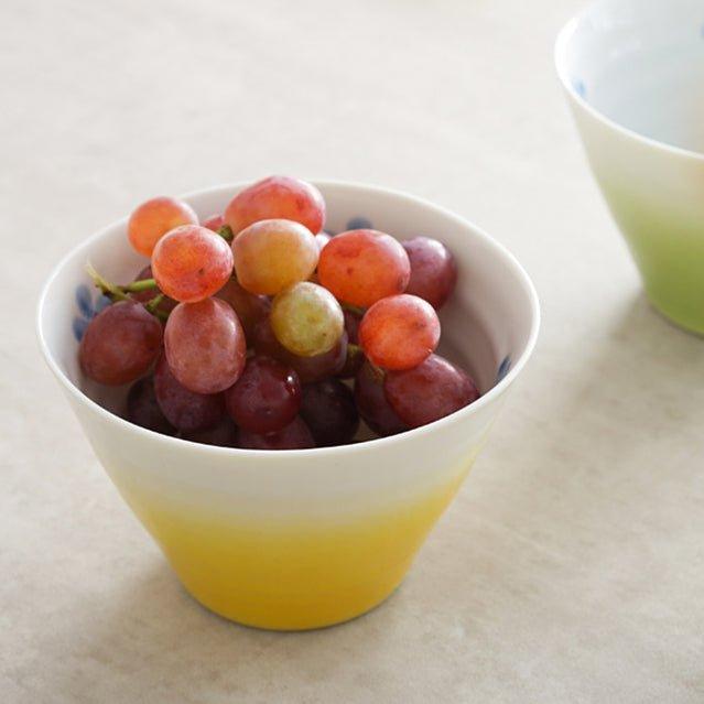 Ceramic Conical Bowl Arita Ware Japanese Handcrafted Gradient Ombre Serving and Decorative Bowl