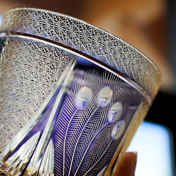 Whiskey Glass Violet Peacock – Edo Kiriko Handcrafted Crystal
