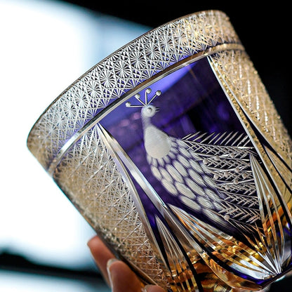 Whiskey Glass Violet Peacock – Edo Kiriko Handcrafted Crystal