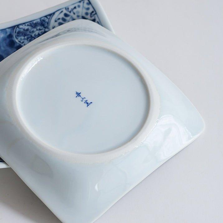 Japanese Square Plate | Mino Ware Ceramic Nature Design Dish