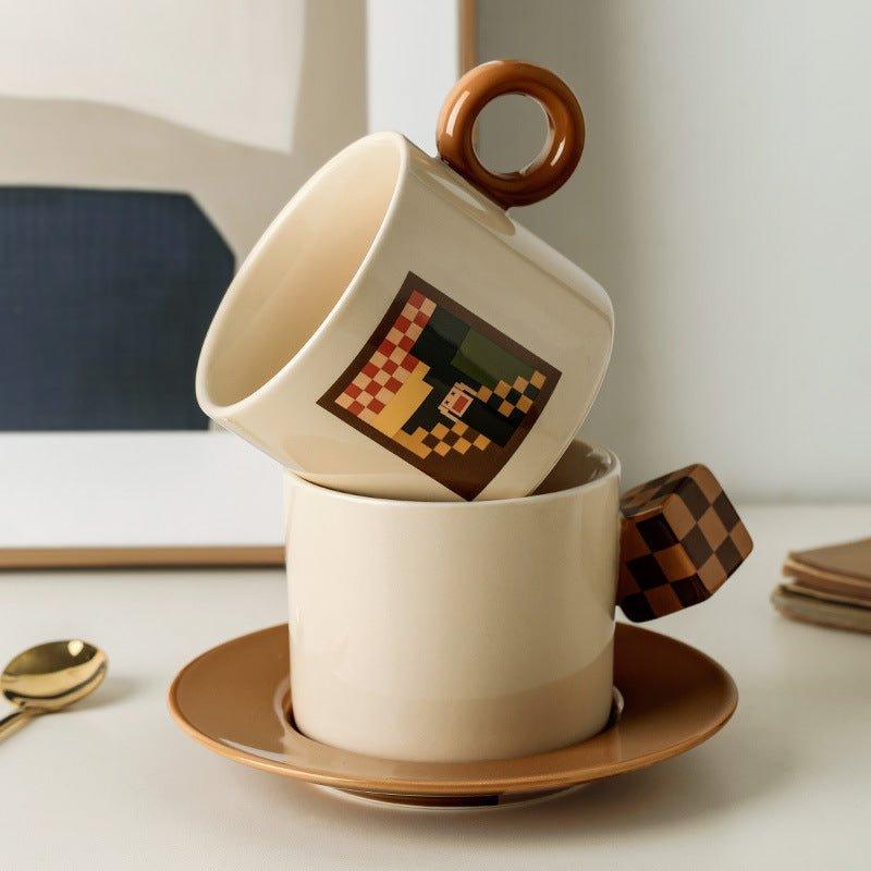 Coffee Cup Set Ceramic Mosaic Art Design – Cup Saucer & Teaspoon | Starry Night, Mona Lisa & More