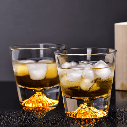 Whiskey Glass Set | Mount Fuji Edo Kiriko Handcrafted Japanese Single & Double
