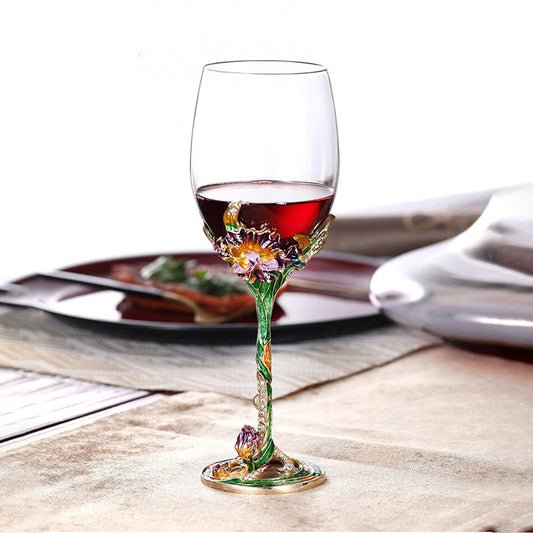 Wine Decanter & Glass Set – Metallic Flower Crystal Gift