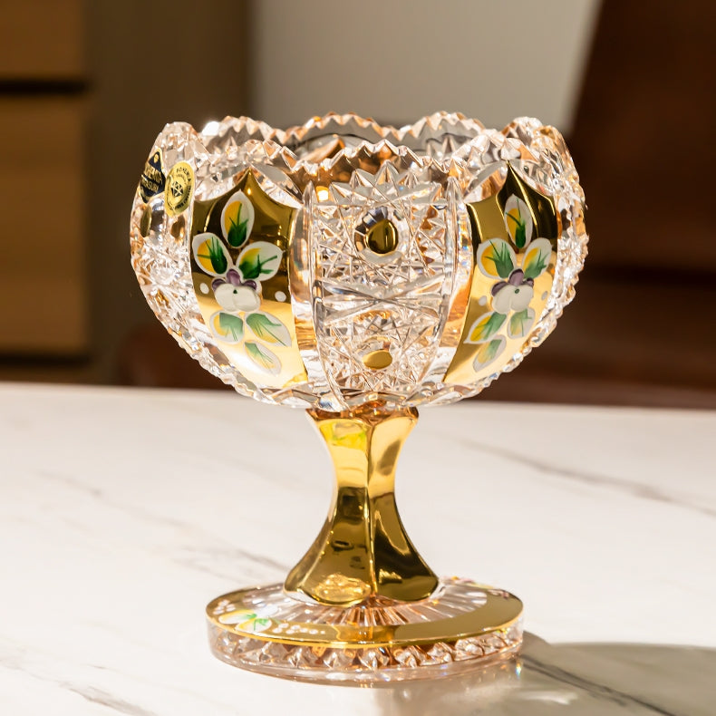 Crystal Candy Bowl | Bohemian Enamel & Gold Handcrafted Czech Glass