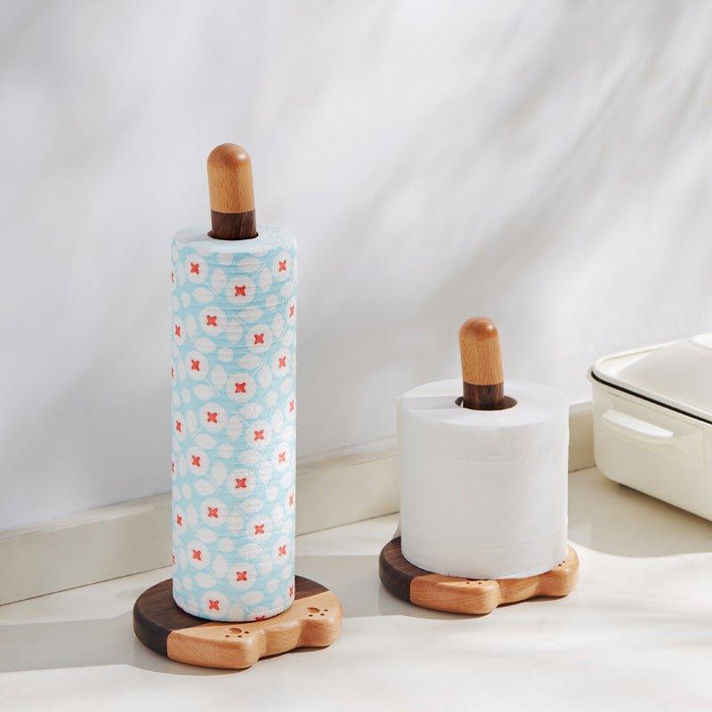 Wooden Paper Towel Holder – Cat Tail Shape Handcrafted