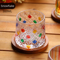 Whiskey Glass Rotating Stained Crystal | Wooden Base Gift Set