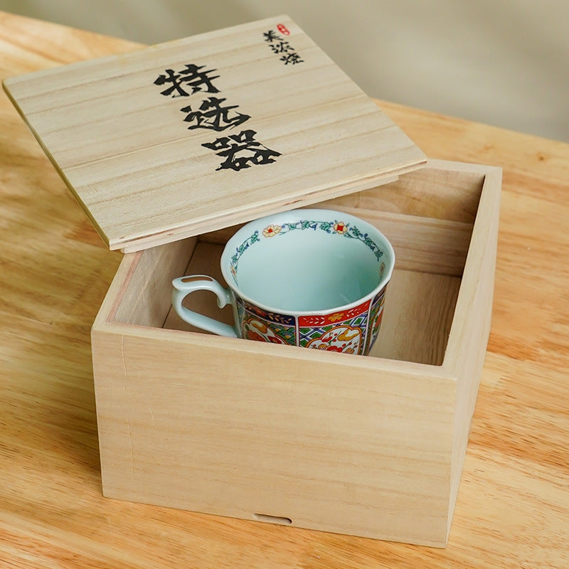 Japanese Tea Cup & Saucer Set – Mino Ware Kachofugetsu