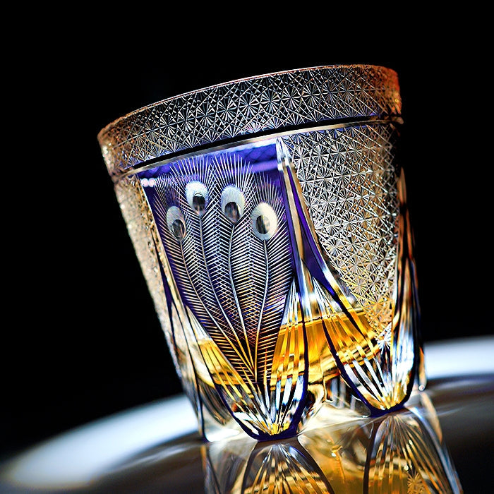 Whiskey Glass Violet Peacock – Edo Kiriko Handcrafted Crystal