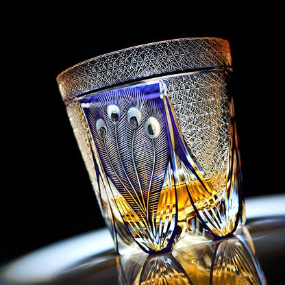 Whiskey Glass Violet Peacock – Edo Kiriko Handcrafted Crystal
