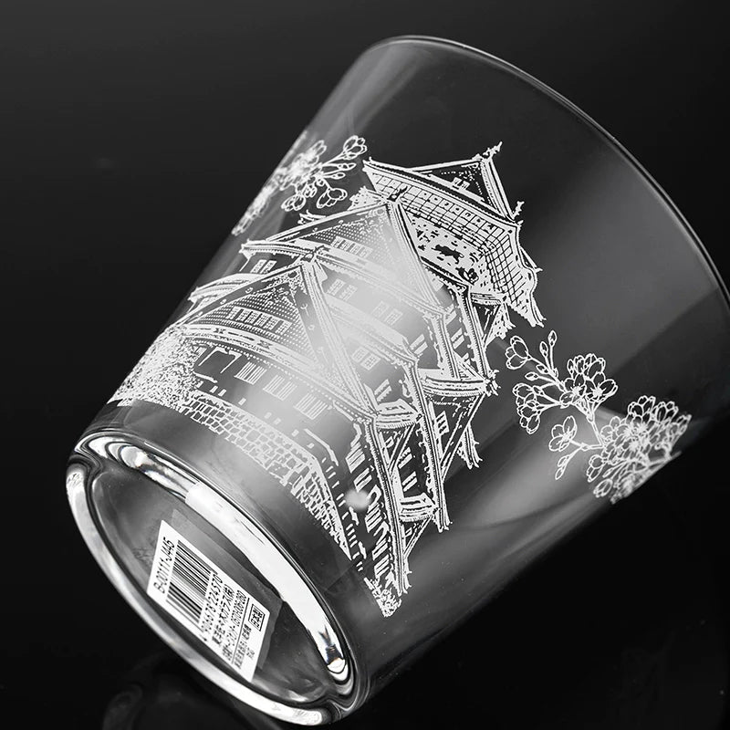 Whiskey Glass Japanese Scenic Etched Tumbler | Toyo-Sasaki