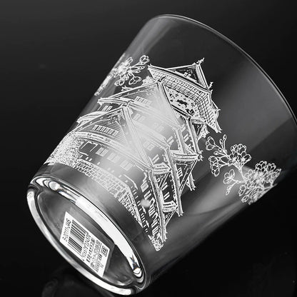 Whiskey Glass Japanese Scenic Etched Tumbler | Toyo-Sasaki