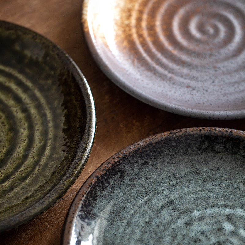Ceramic Deep Plate – Mino Ware Wabi Sabi Spiral Glaze