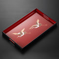 Crimson Crane Lacquer Tray – Yamanaka Shikki Gold Foil