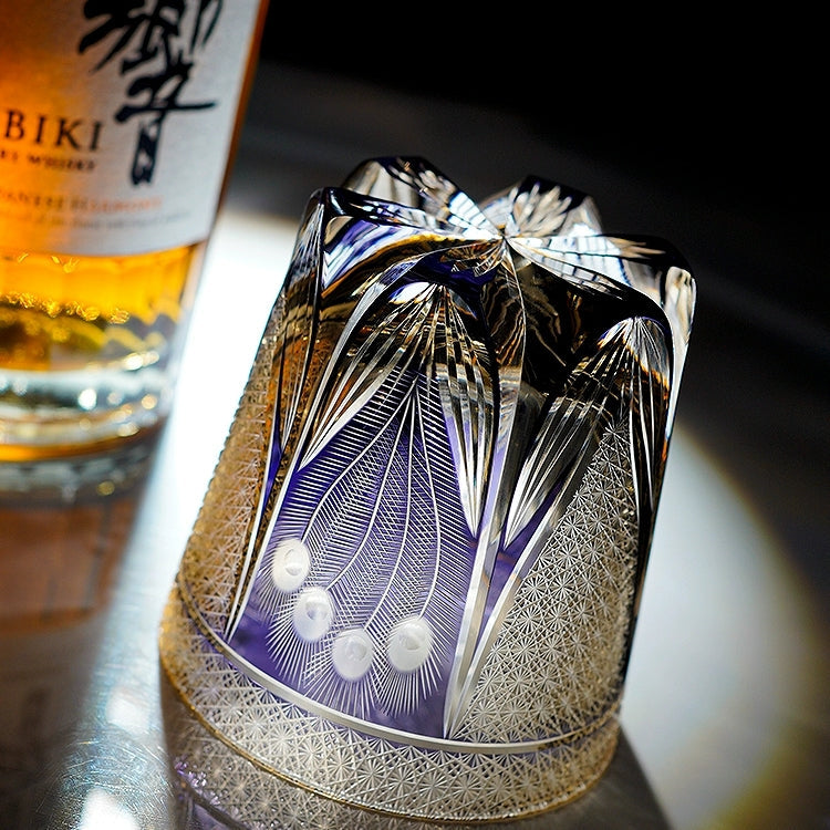 Whiskey Glass Violet Peacock – Edo Kiriko Handcrafted Crystal
