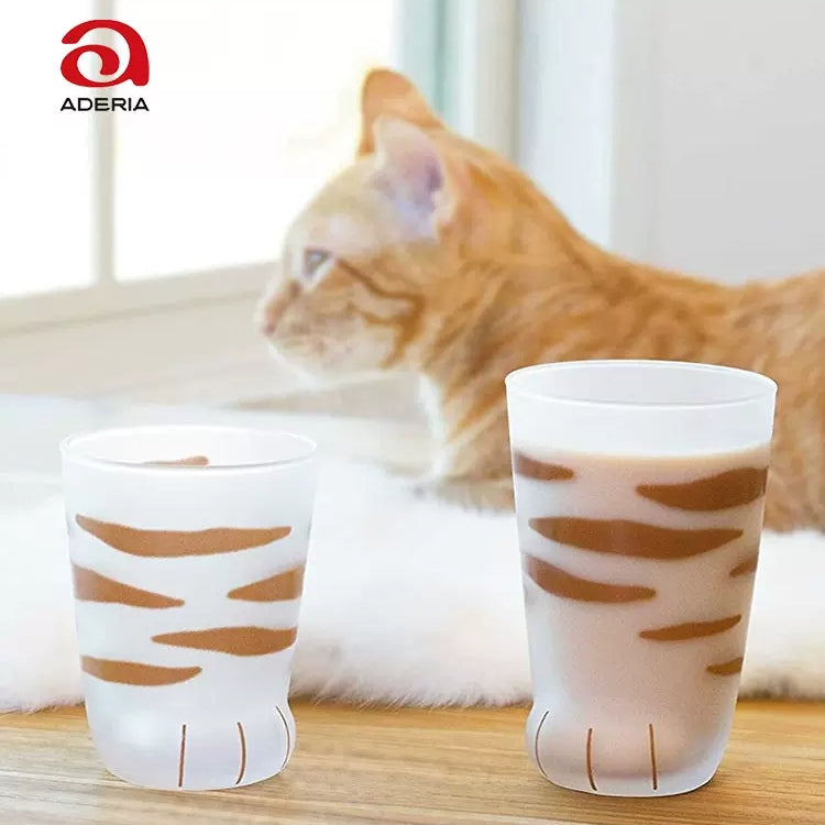Cat Paw Glass Cup Japanese Neko Paw Print Drinking Glass Aderia Ishizuka Cute Cat Mug Made in Japan