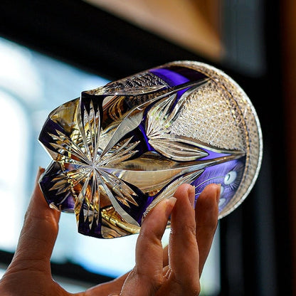Whiskey Glass Violet Peacock – Edo Kiriko Handcrafted Crystal